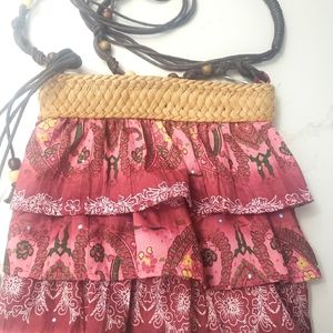 Cappelli Straworld ruffle fabric crossbody purse